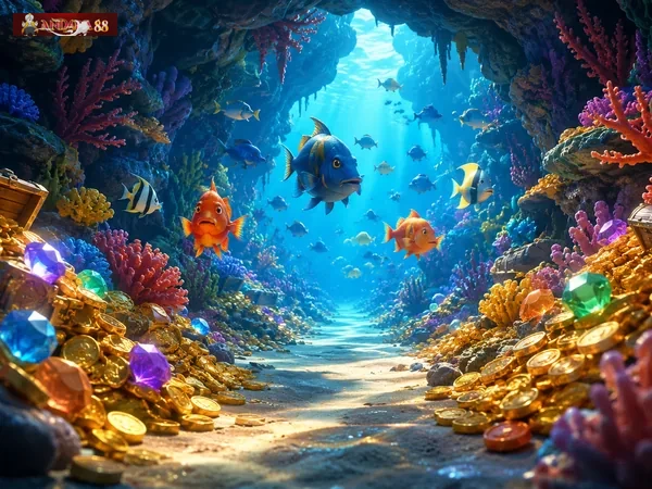 Tampilan permainan Happy Fishing dengan berbagai target ikan dan fitur permainan